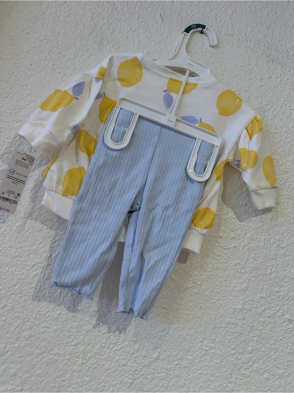 Carter's White Lemon Print Top with Yellow and Light Blue Leggings - Picture 4 of 4